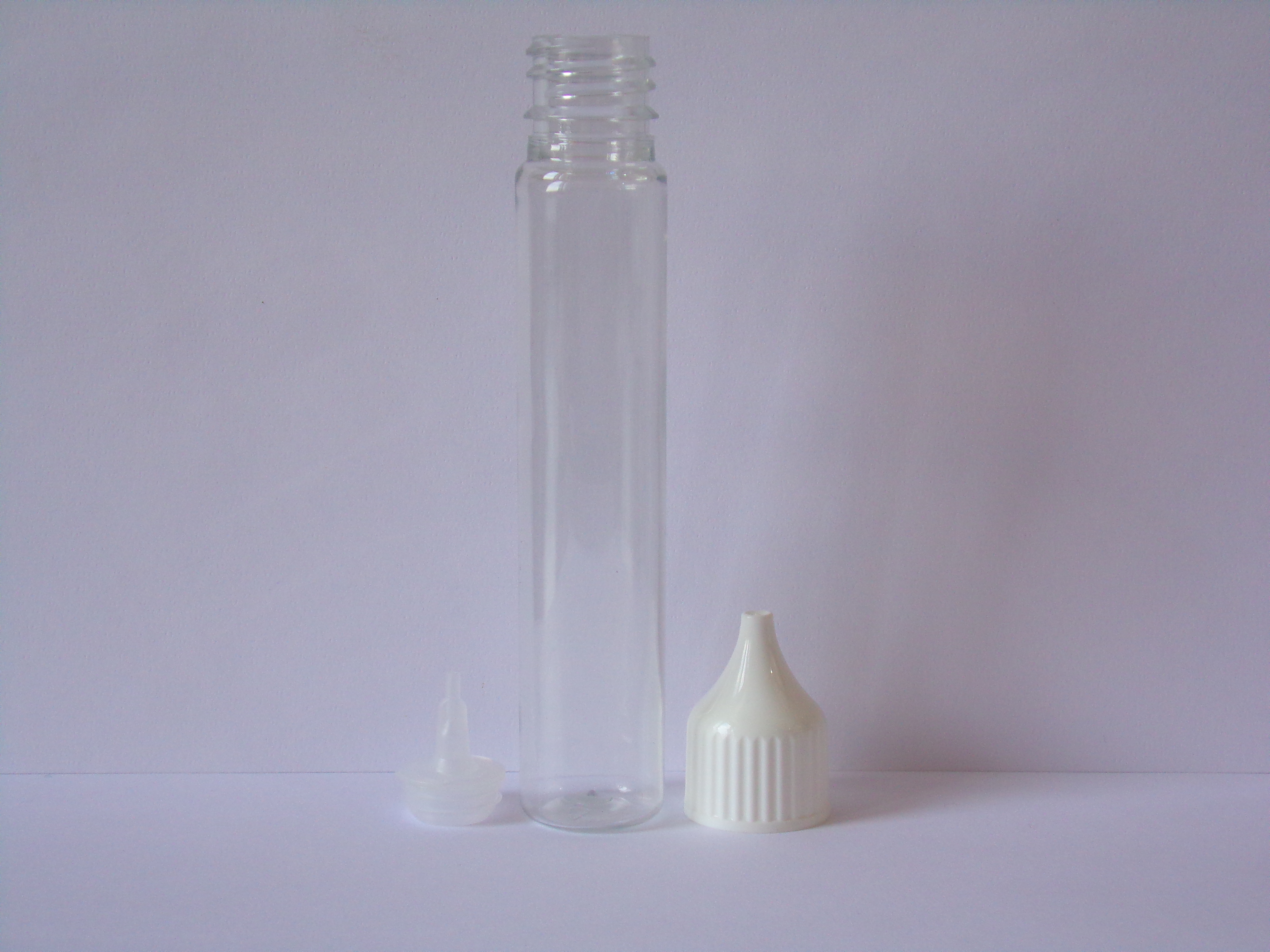 STEZA - Plastová vysoká průhledná lahvička 25 ml.