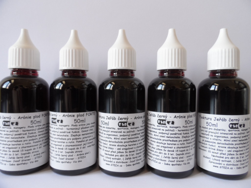 STEZA - Tinktura Jeřáb černý plod - Arónie plod FORTE 50 ml.